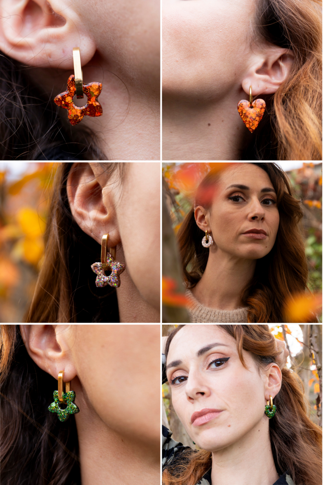 Collection d'automne atelier Rézane. Cuivré, kaki, marron glacé. Pampilles interchangeables. Bracelets. Faits main. Pays basque.