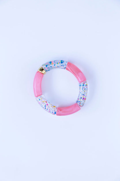 bracelet élastique à enfile. Fait à la main. Perles tubulaires. 