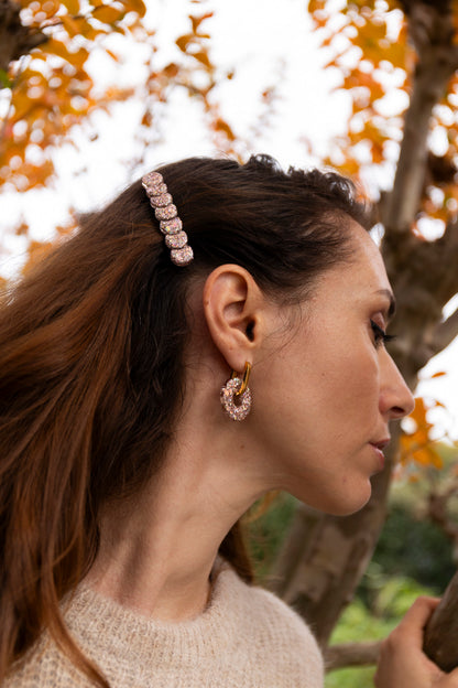 Barrette pailleté. Kaki, vert, doré, cuivré, bronze. Automne. cœur. Atelier Rézane. Résine époxy. Fait main. Pays basque. 