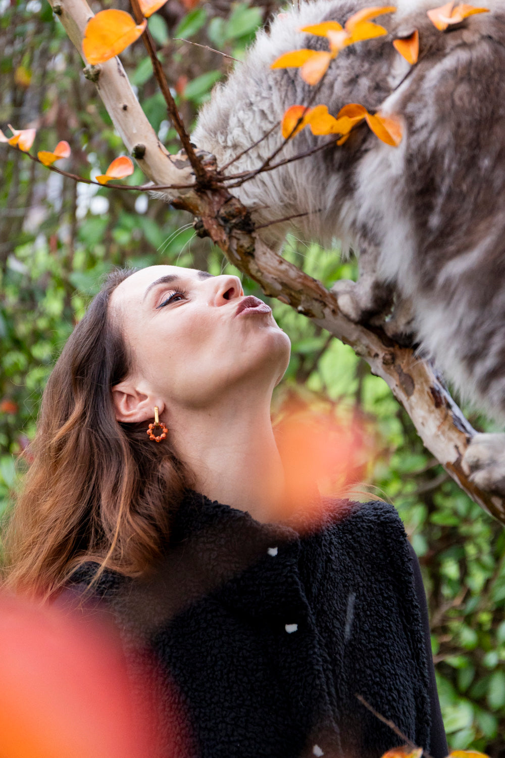 Pampilles interchangeables pailletées. Kaki, vert, doré, cuivré, bronze. Automne. Fleur. Atelier Rézane. Résine époxy. Fait main. Pays basque.