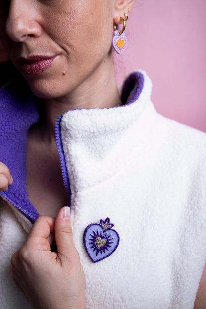 Broche EX VOTO. Violet, lilas et doré.
Fait main au pays basque.