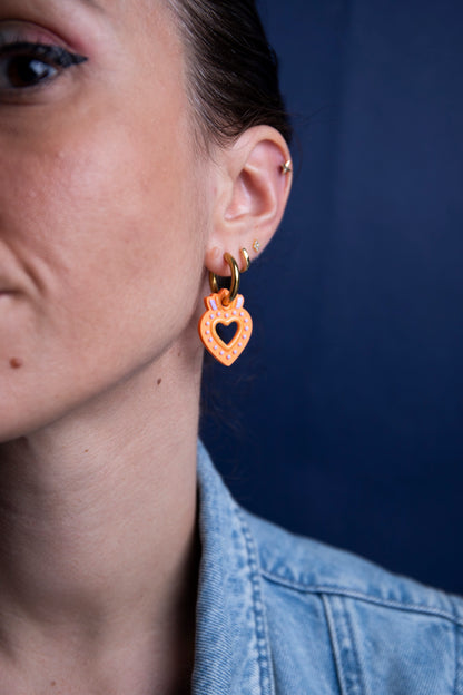 Pampilles interchangeables ex voto. Fait main au pays basque. Orange, lilas, doré. Boucles d'oreilles. 
