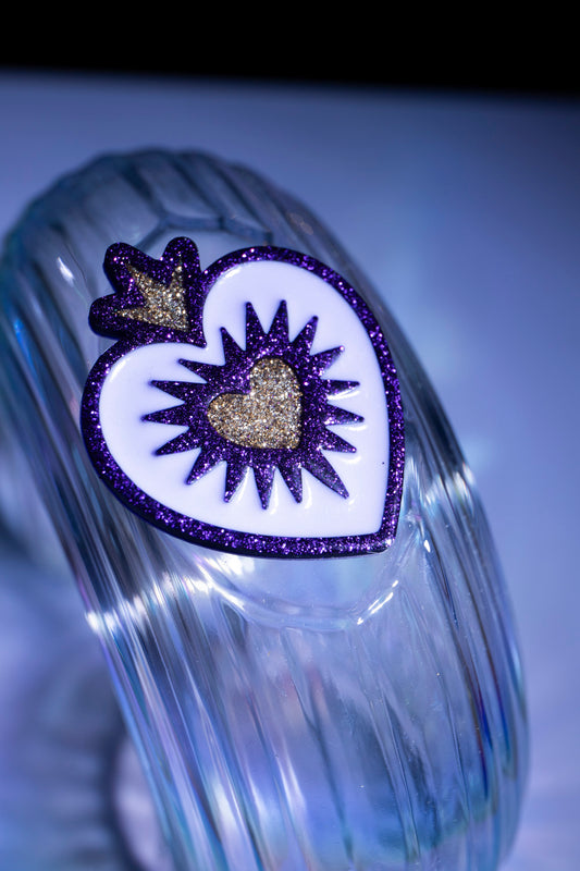 Broche EX VOTO. Violet, lilas et doré.
Fait main au pays basque.