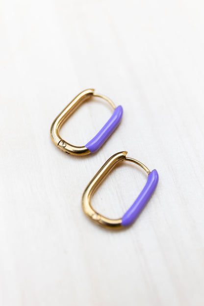 Créoles allongées dorées et violet
