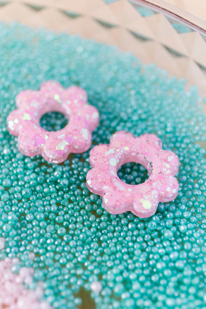 Pampilles en résine époxy interchangeables. Faites à la main. Paillettes, couleurs, originales. Rose bébé, irisé et nacré.