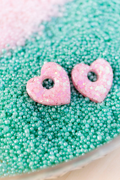 Pampilles en résine époxy interchangeables. Faites à la main. Paillettes, couleurs, originales. Rose bébé, irisé et nacré.