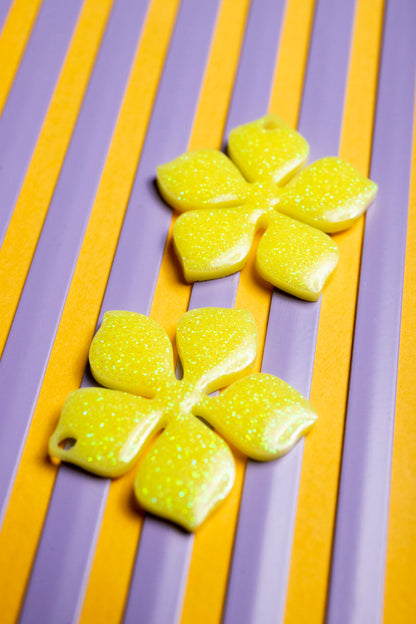 Pampilles interchangeables jaune citron à paillettes fluo.