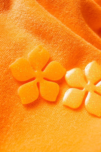 Pampilles interchangeables oranges à paillettes fluo.