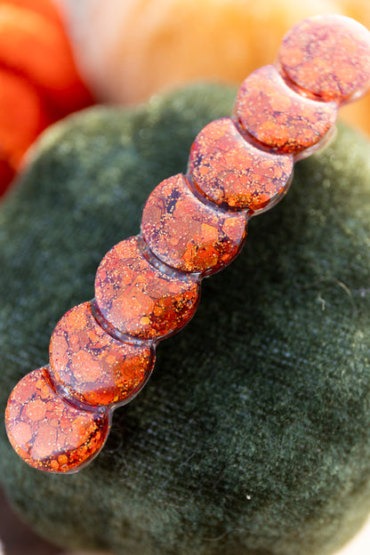 Barrette pailleté. Kaki, vert, doré, cuivré, bronze. Automne. cœur. Atelier Rézane. Résine époxy. Fait main. Pays basque. 