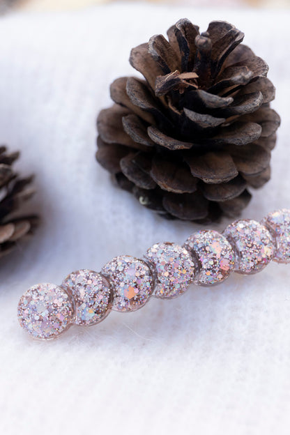 Barrette pailleté. Kaki, vert, doré, cuivré, bronze. Automne. cœur. Atelier Rézane. Résine époxy. Fait main. Pays basque. 