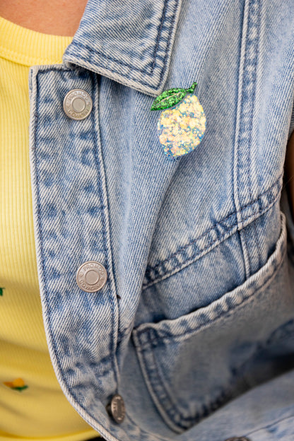 Broche Citron bleu pétillant 🍋💙