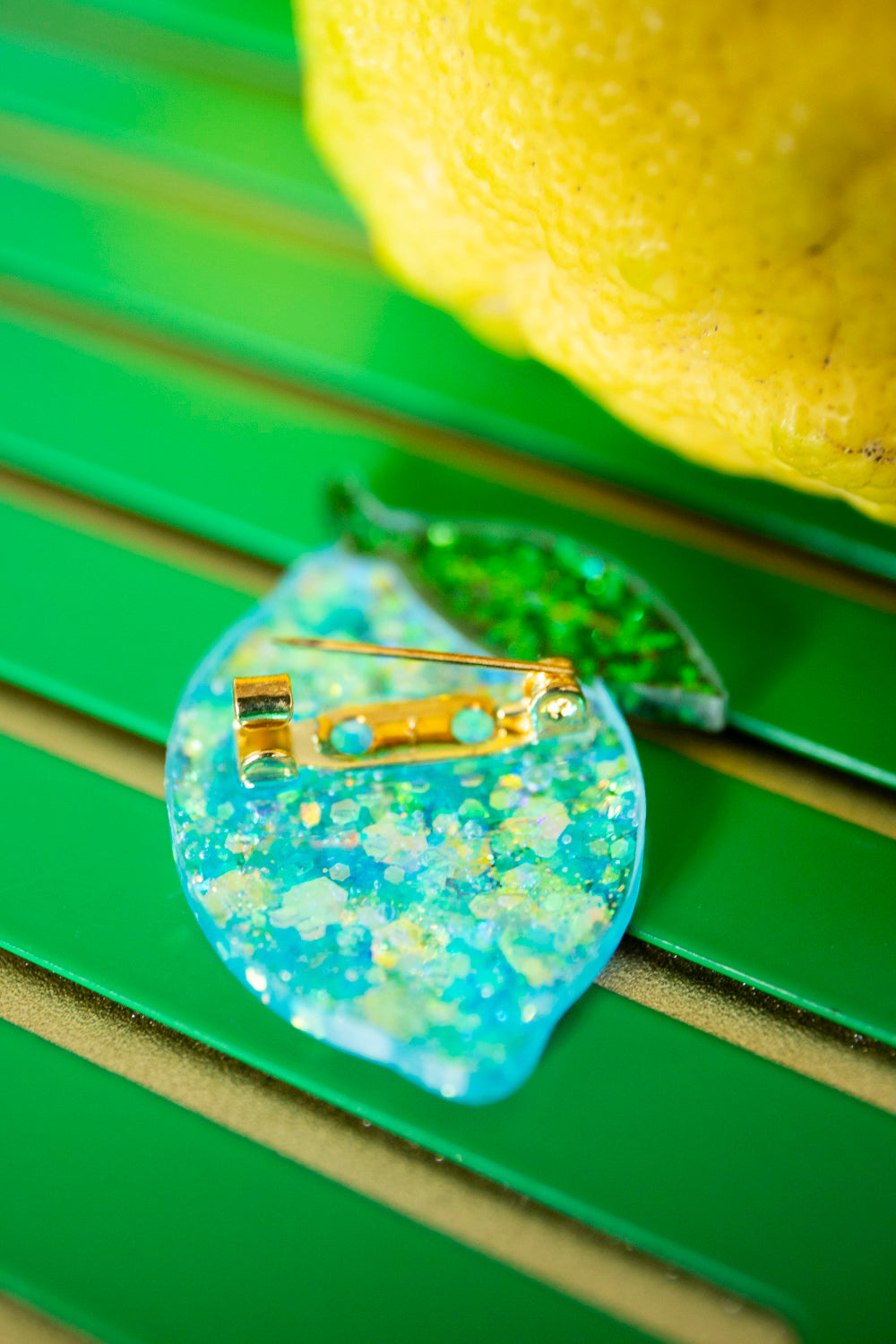 Broche Citron bleu pétillant 🍋💙