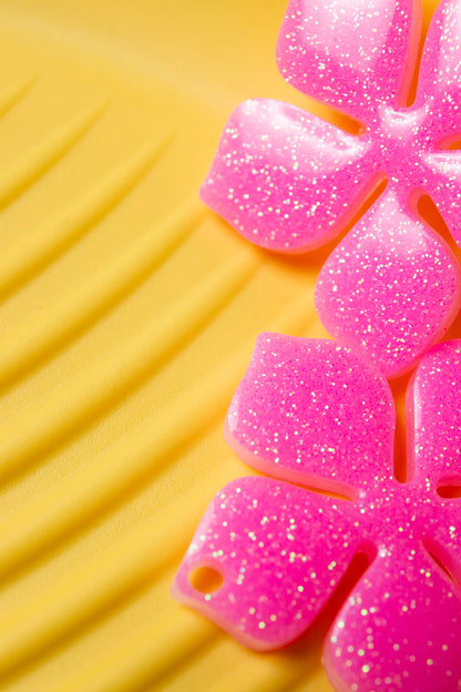Pampilles interchangeables rose à paillettes fluo.